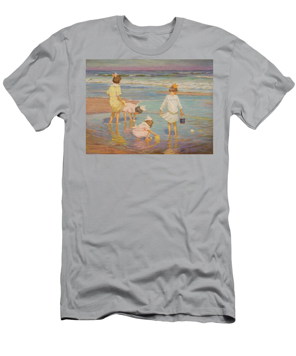 Edward Henry Potthast (american T-Shirt featuring the painting Wading by MotionAge Designs