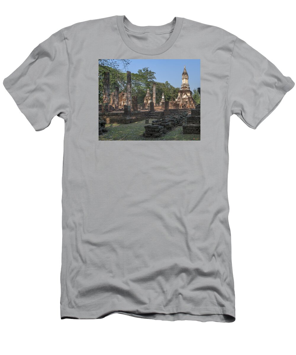 Temple T-Shirt featuring the photograph Wat Chedi Ched Thaeo Main Wihan and Main Chedi DTHST0130 by Gerry Gantt