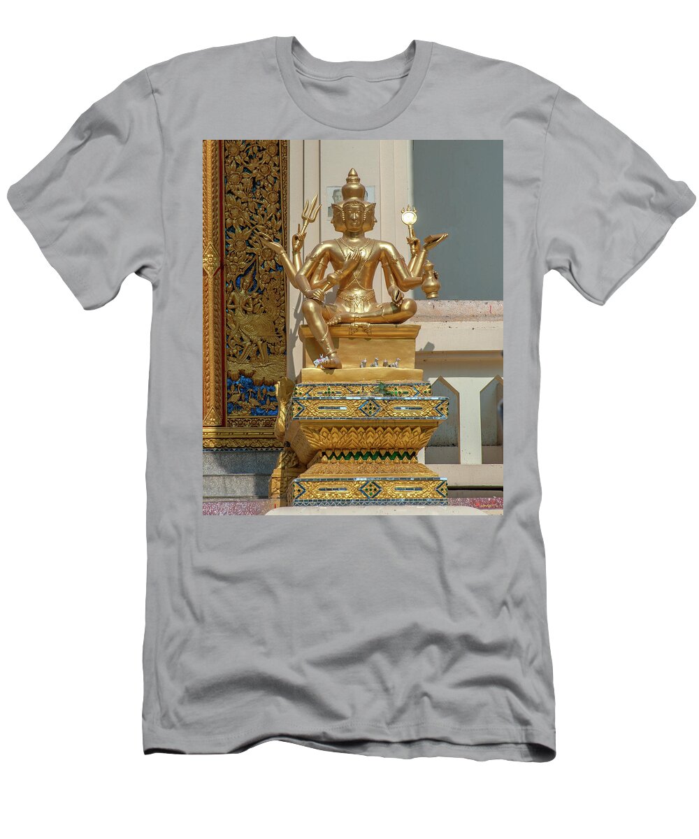 Temple T-Shirt featuring the photograph Wat Phrom Chariyawat Phra Ubosot Brahma Image DTHNS0121 by Gerry Gantt