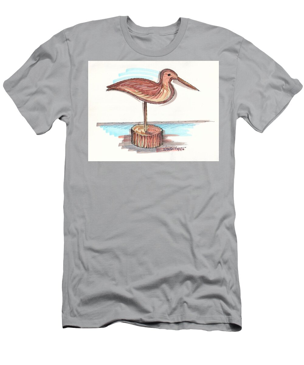 Water Fowl T-Shirt featuring the drawing Water Fowl Motif #4 by Richard Wambach