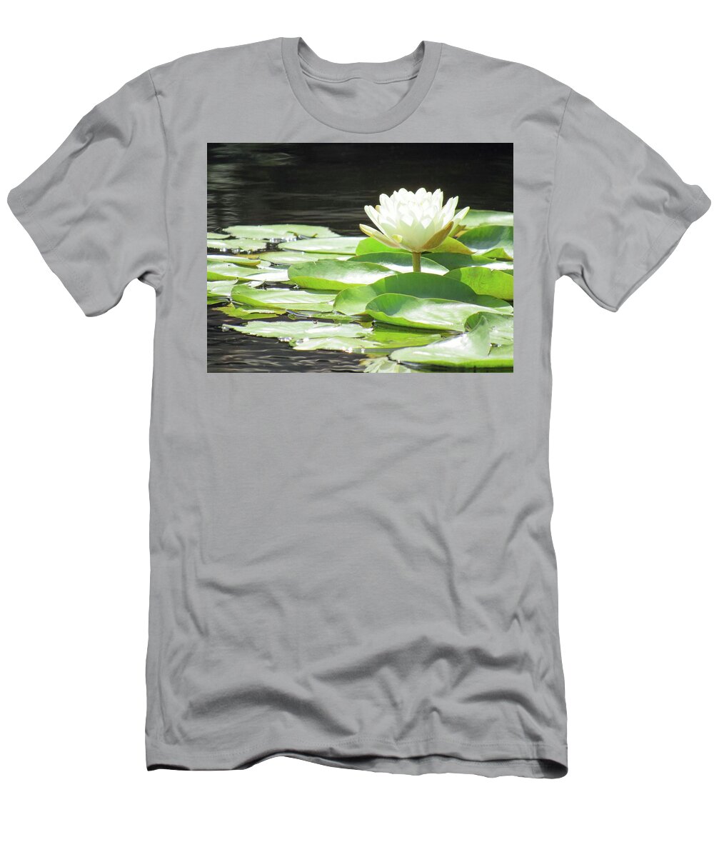 Water Lily T-Shirt featuring the photograph Water Lily - Sunny Sunday Morning 03 by Pamela Critchlow