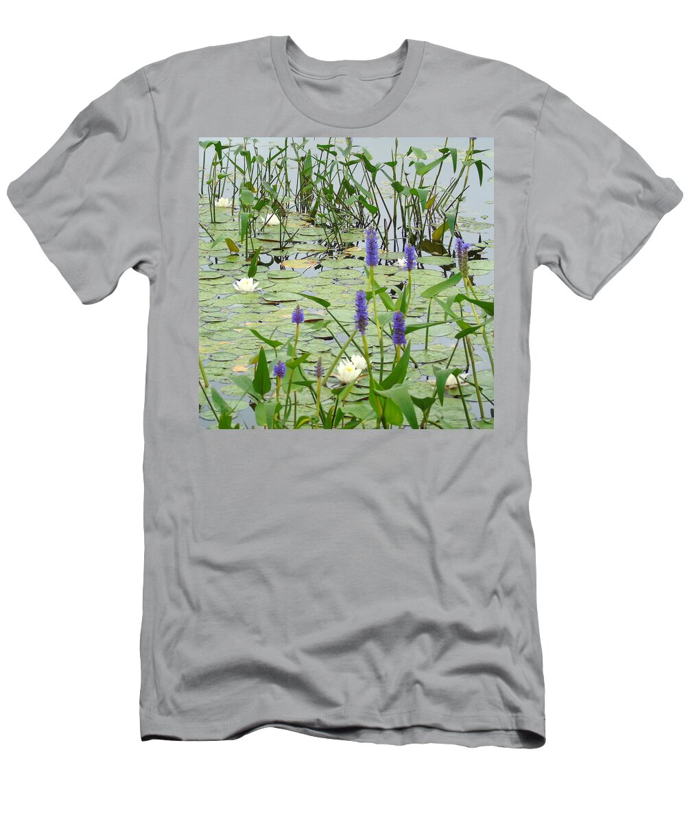 Water Plants T-Shirt featuring the photograph Water Plants and Quiet Water by Susan Lafleur