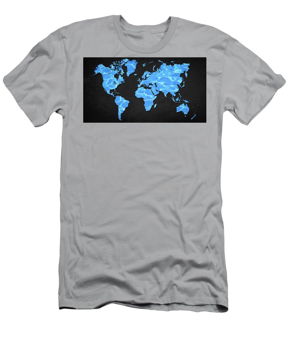 Map T-Shirt featuring the digital art Water World by Douglas Pittman