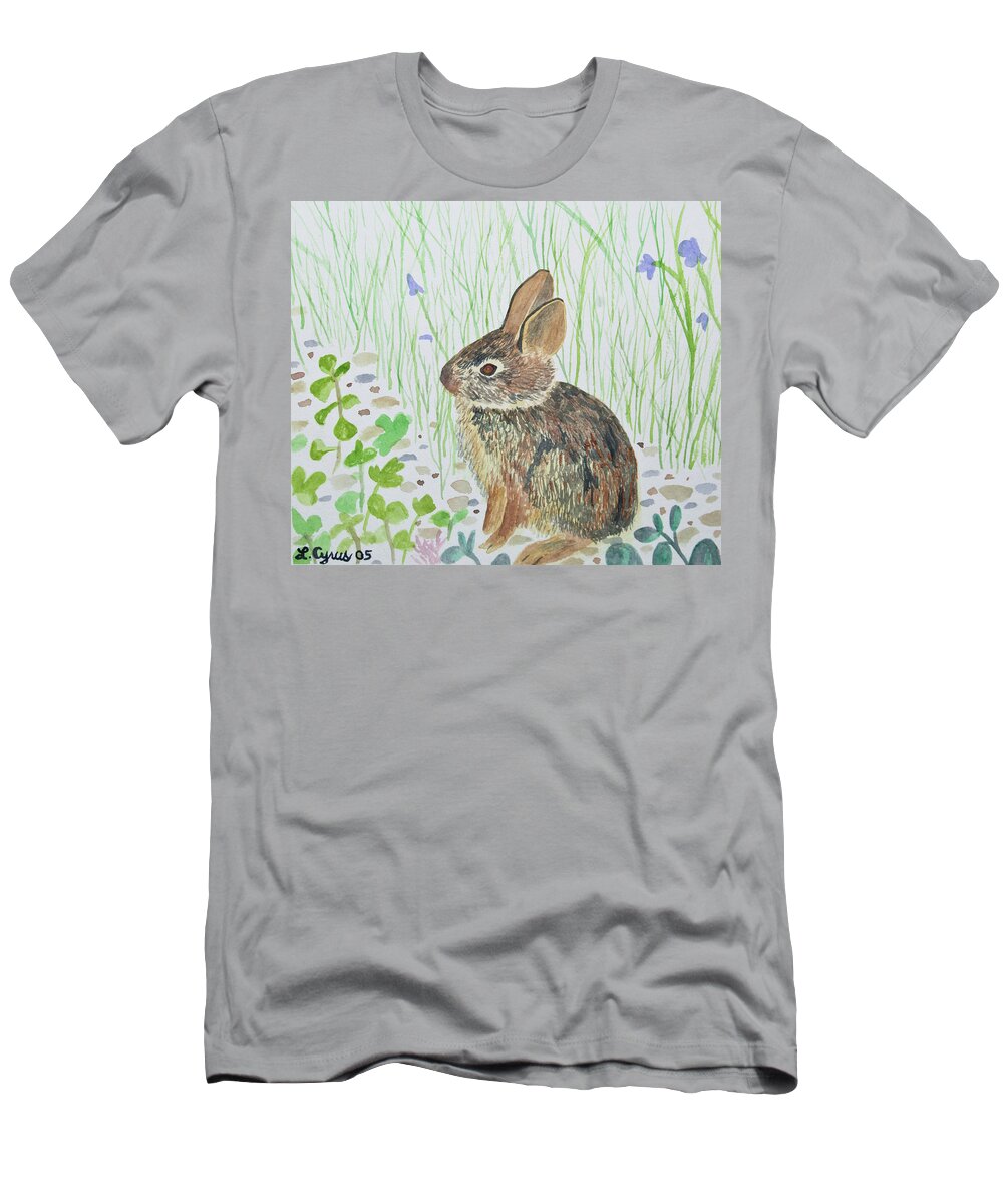 Bunny T-Shirt featuring the painting Watercolor - Baby Bunny by Cascade Colors