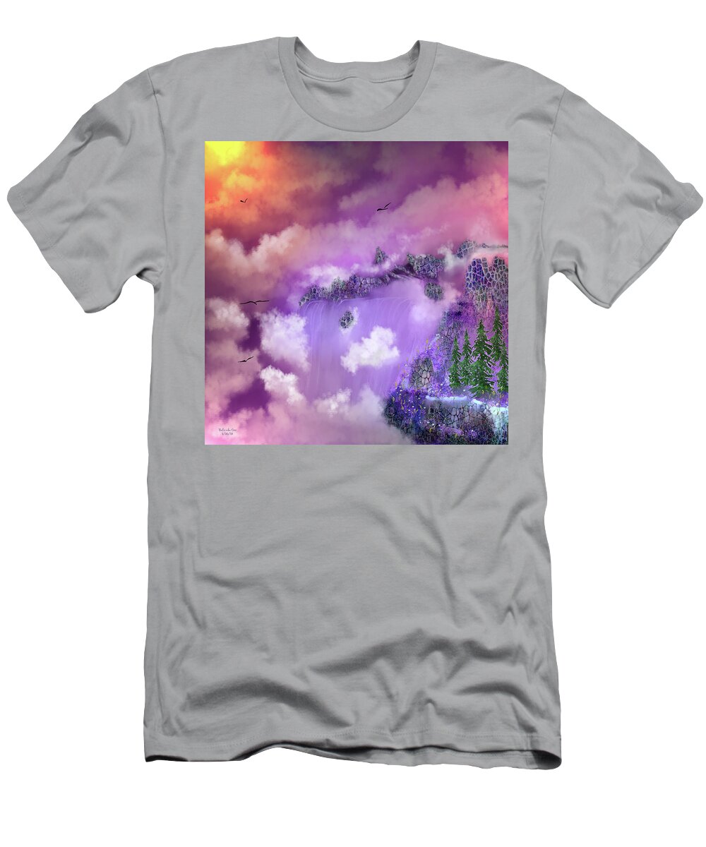 Digital Art T-Shirt featuring the digital art Waterfall Fantasy by Artful Oasis