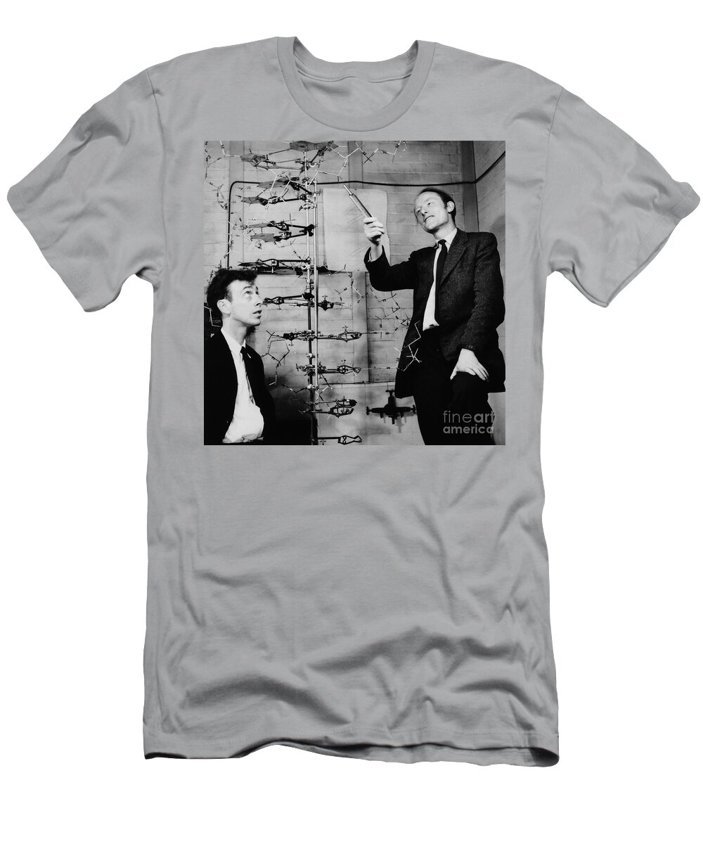 Watson T-Shirt featuring the photograph Watson and Crick by A Barrington Brown and Photo Researchers