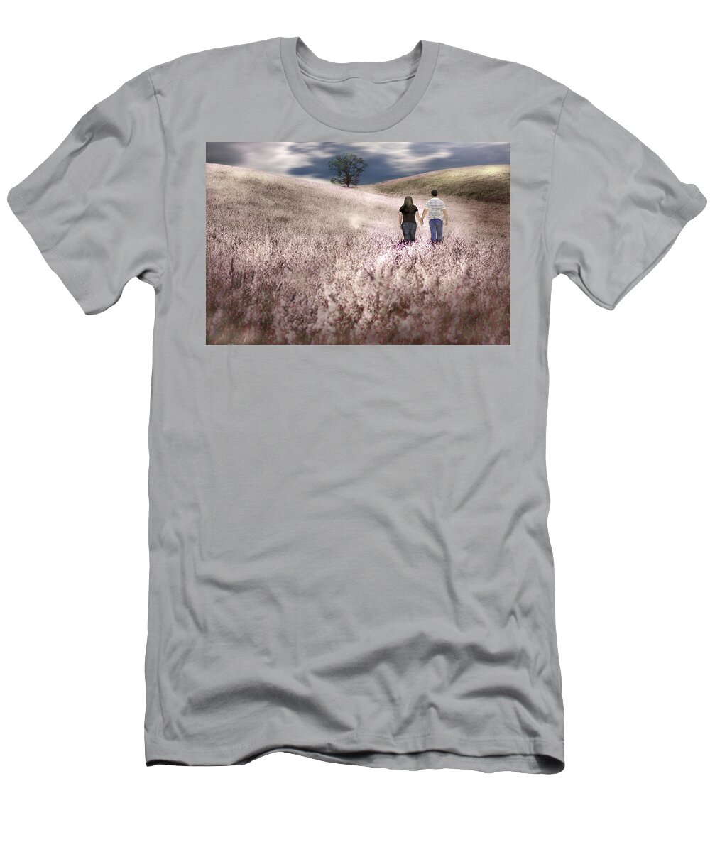 Couple Walking T-Shirt featuring the photograph We Made Love Under the Tree by Gray Artus