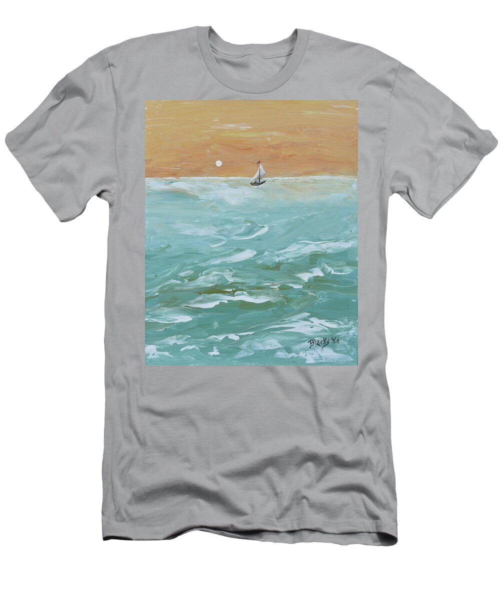 Sailing T-Shirt featuring the painting We Sail At Dawn by Donna Blackhall