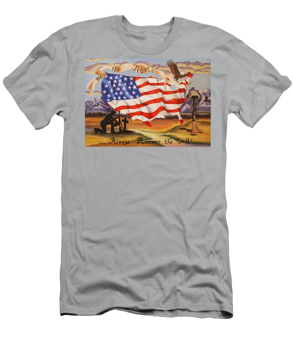 Inspirational T-Shirt featuring the painting We The People by Theresa Cangelosi