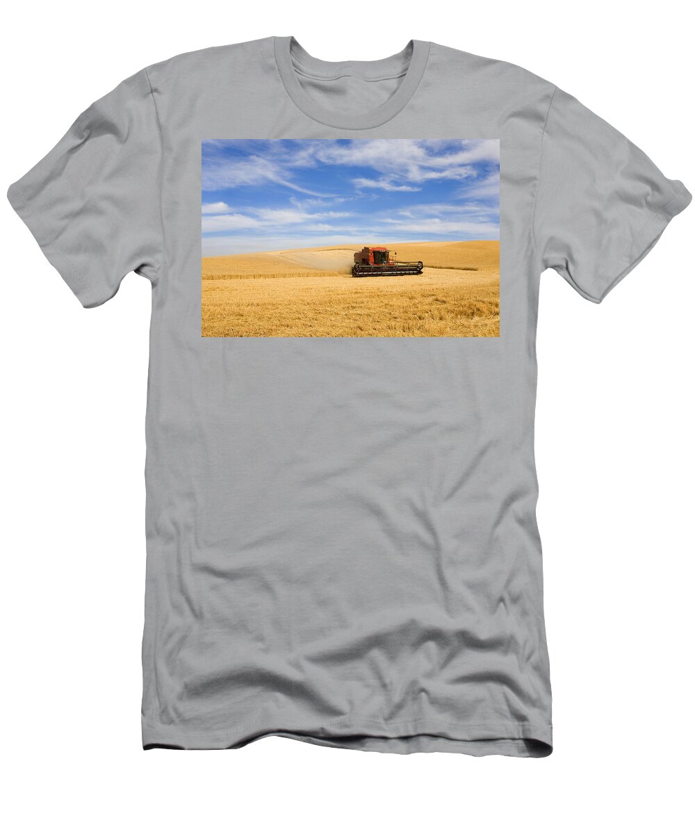 Combine T-Shirt featuring the photograph Wheat Harvest by Michael Dawson