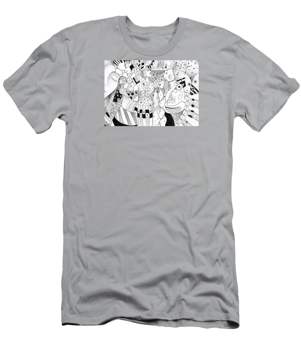 Fantasy T-Shirt featuring the drawing When Anything Is Possible aka Imagine 1 by Helena Tiainen