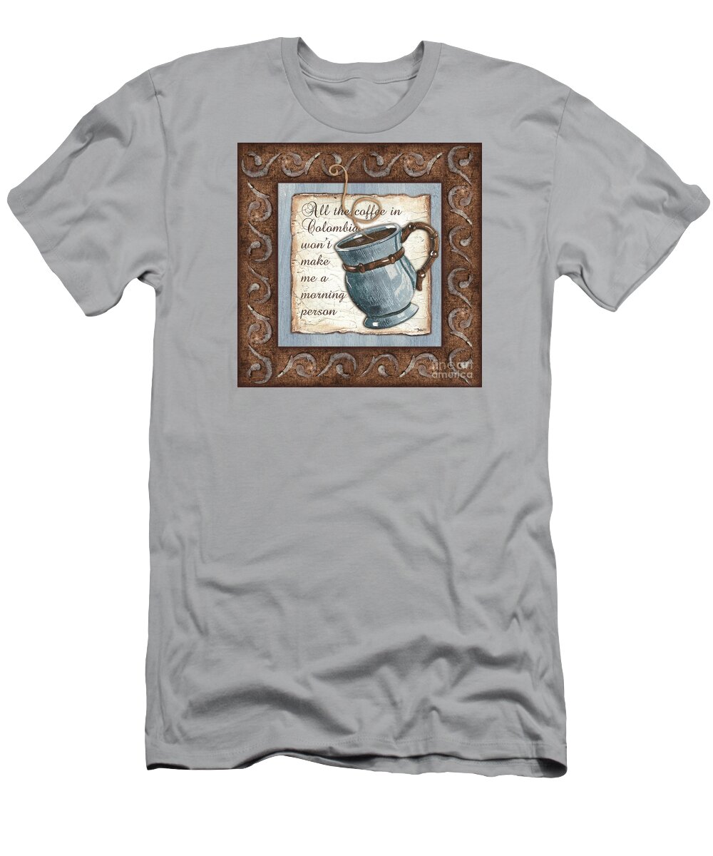 Coffee T-Shirt featuring the painting Whimsical Coffee 1 by Debbie DeWitt