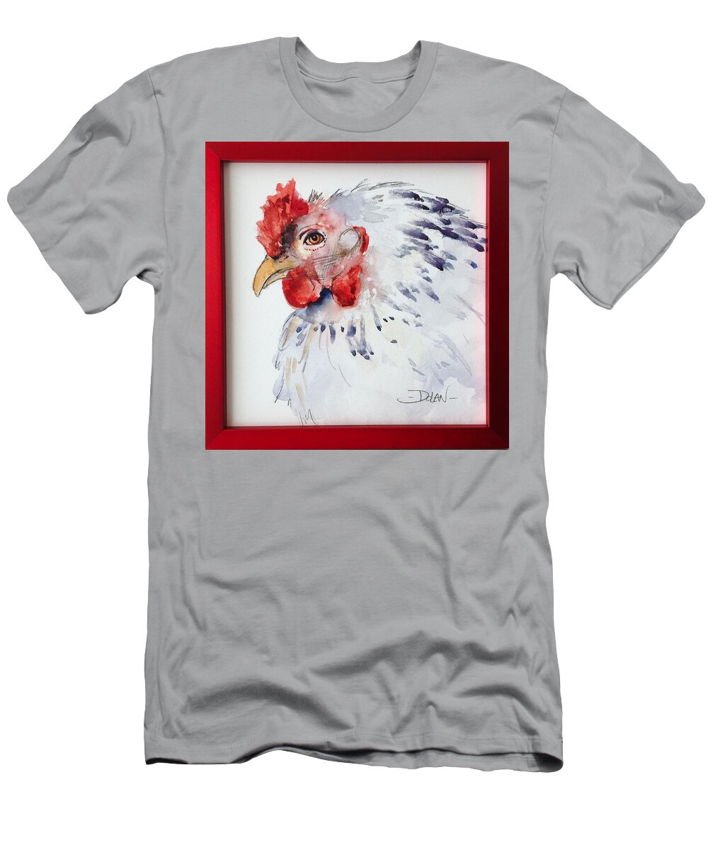 Chicken T-Shirt featuring the painting White Hen by Pat Dolan
