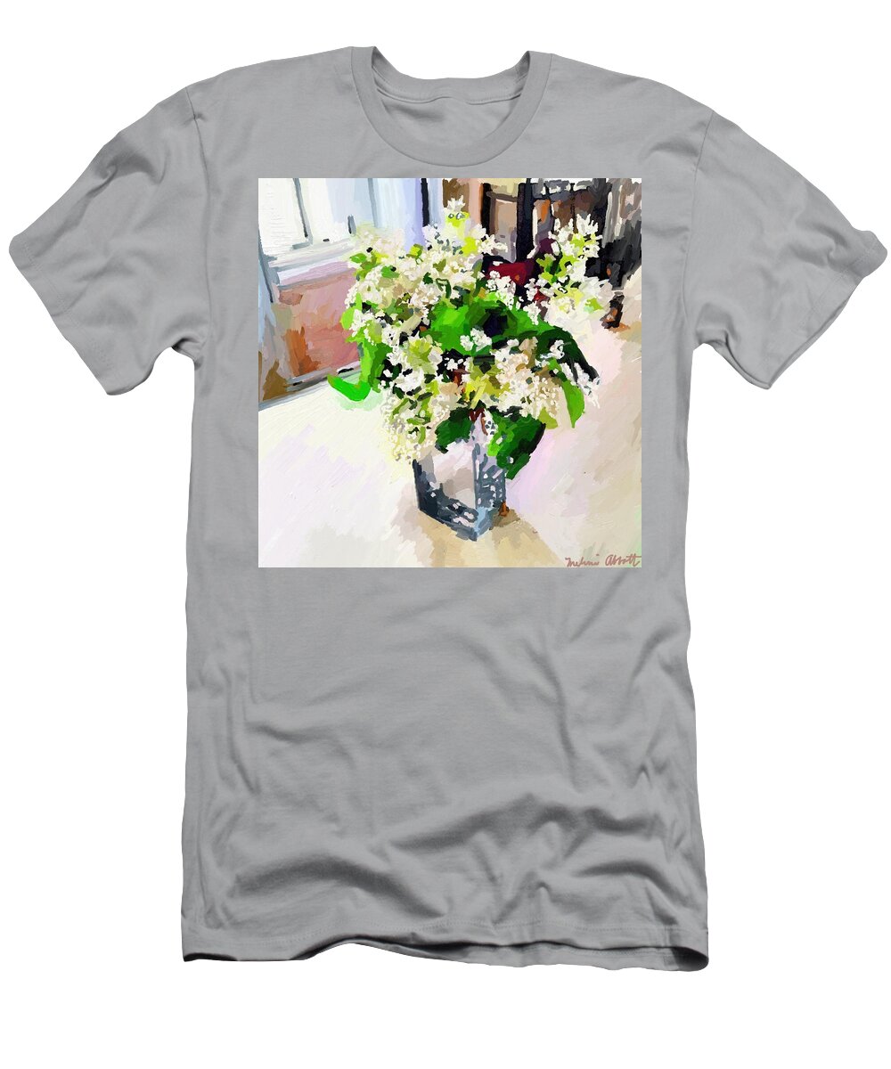 Flowers T-Shirt featuring the painting White Lilacs by Melissa Abbott