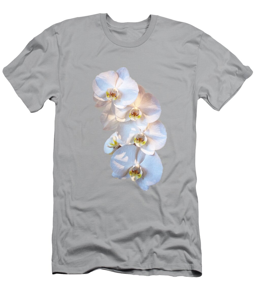 Floral T-Shirt featuring the photograph White Orchid Cutout by Linda Phelps