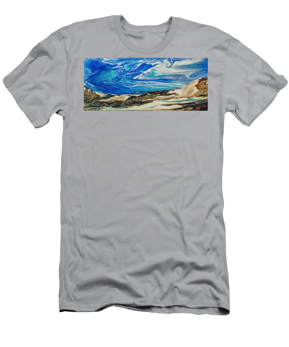 Acrylic T-Shirt featuring the painting Wiinter at the Beach by Betsy Carlson Cross