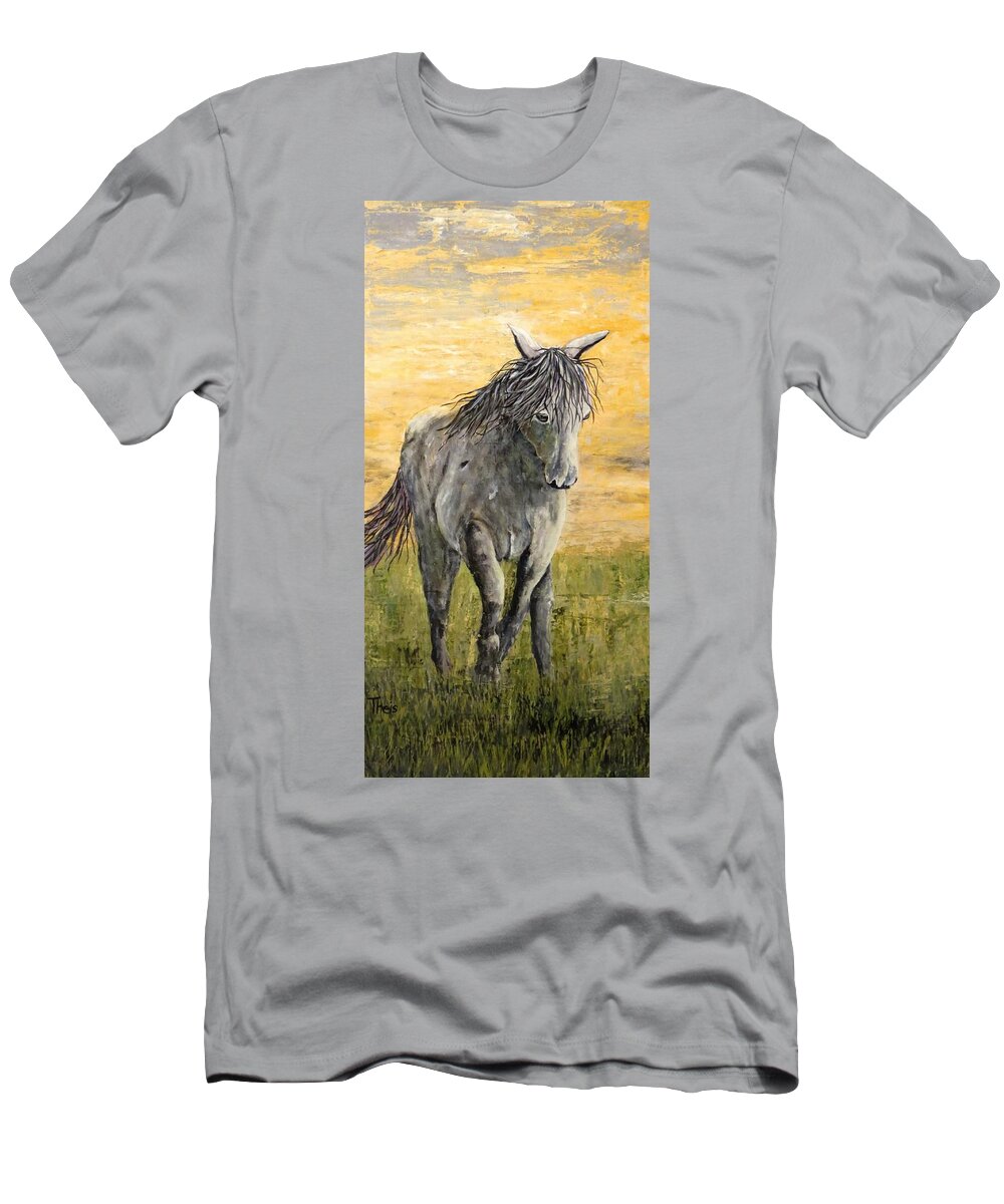 Texas T-Shirt featuring the painting Wild and Free by Suzanne Theis