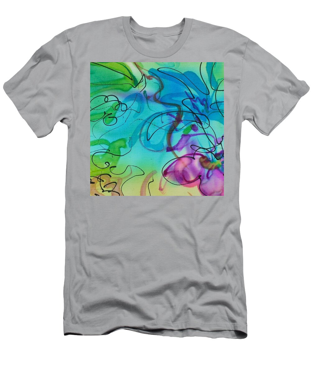Abstract Floral T-Shirt featuring the painting Wild Flowers by Barbara Pease