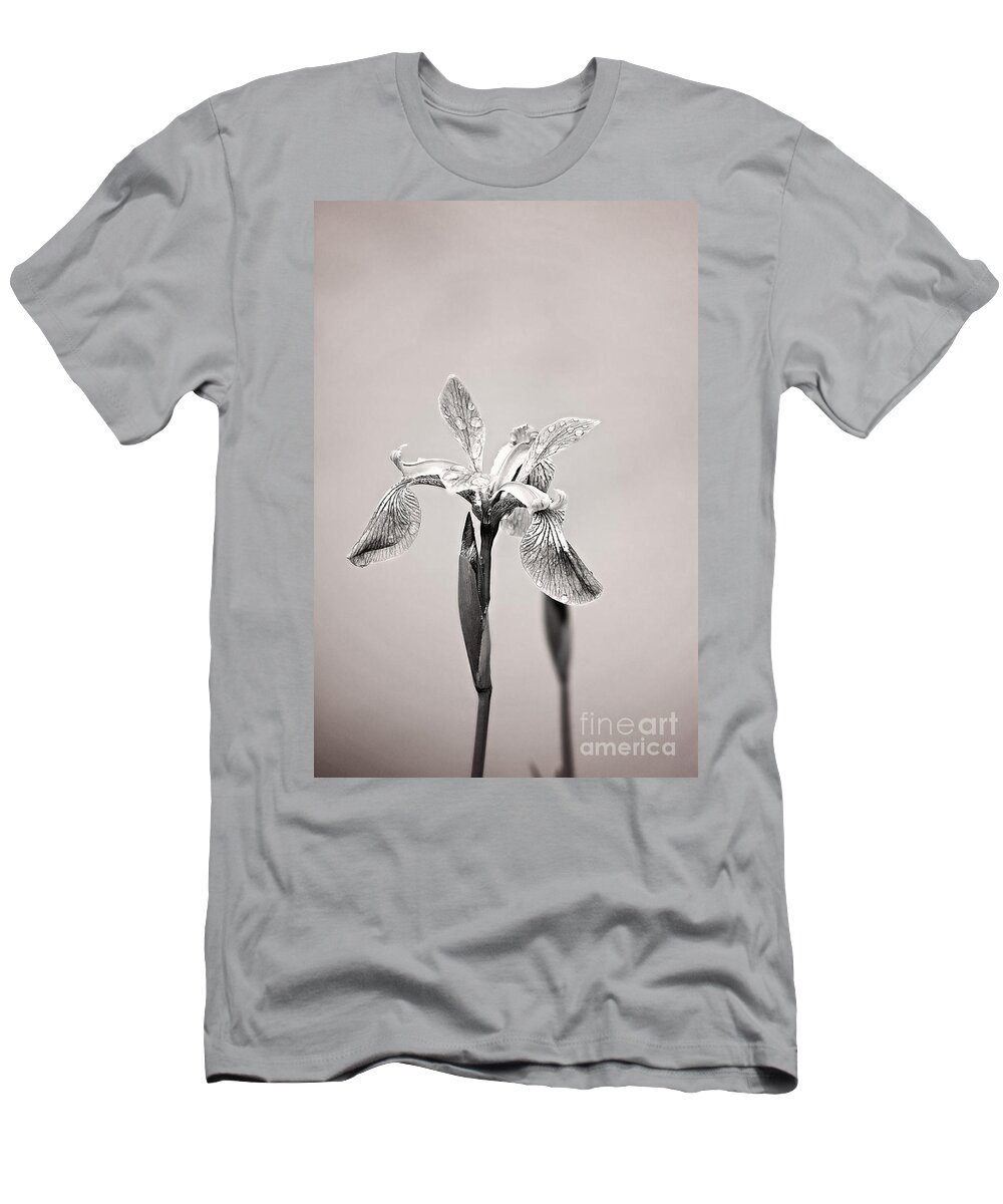 Wild Iris Photo T-Shirt featuring the photograph Wild Iris Black and White Print by Gwen Gibson