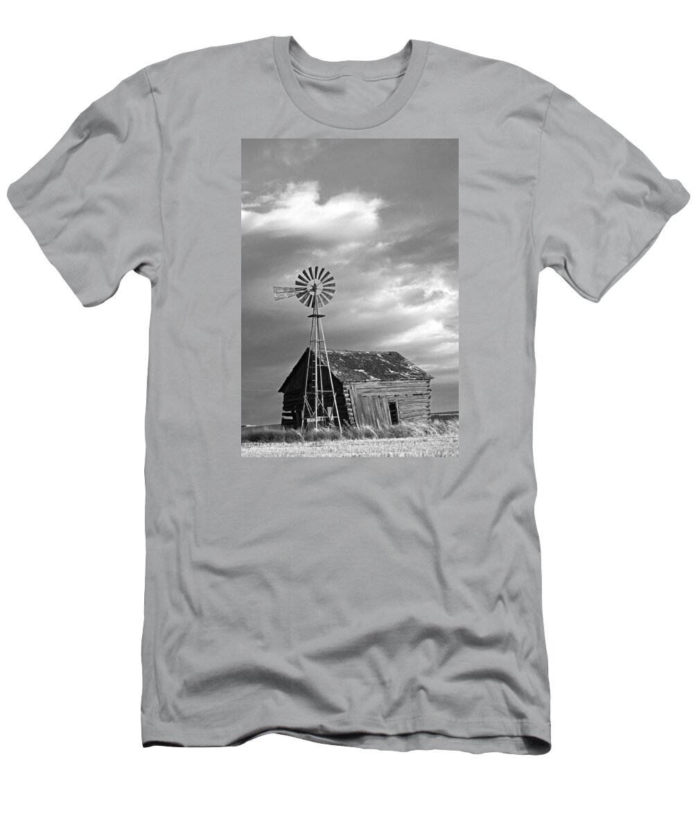 Outdoors T-Shirt featuring the photograph Windmill and Barn at Sunset by Doug Davidson