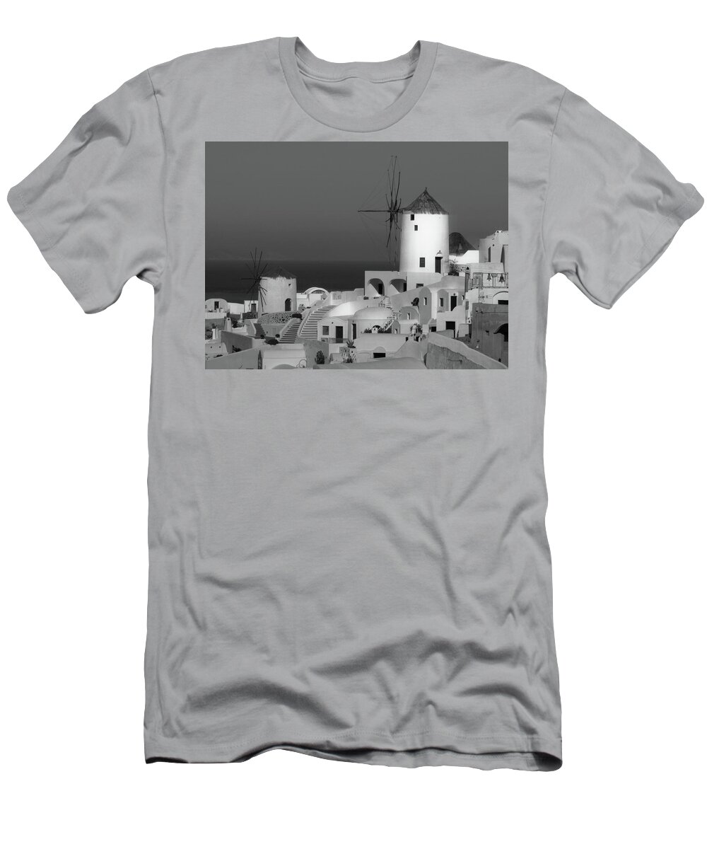 Travel T-Shirt featuring the photograph Windmills of Santorini by Lucinda Walter