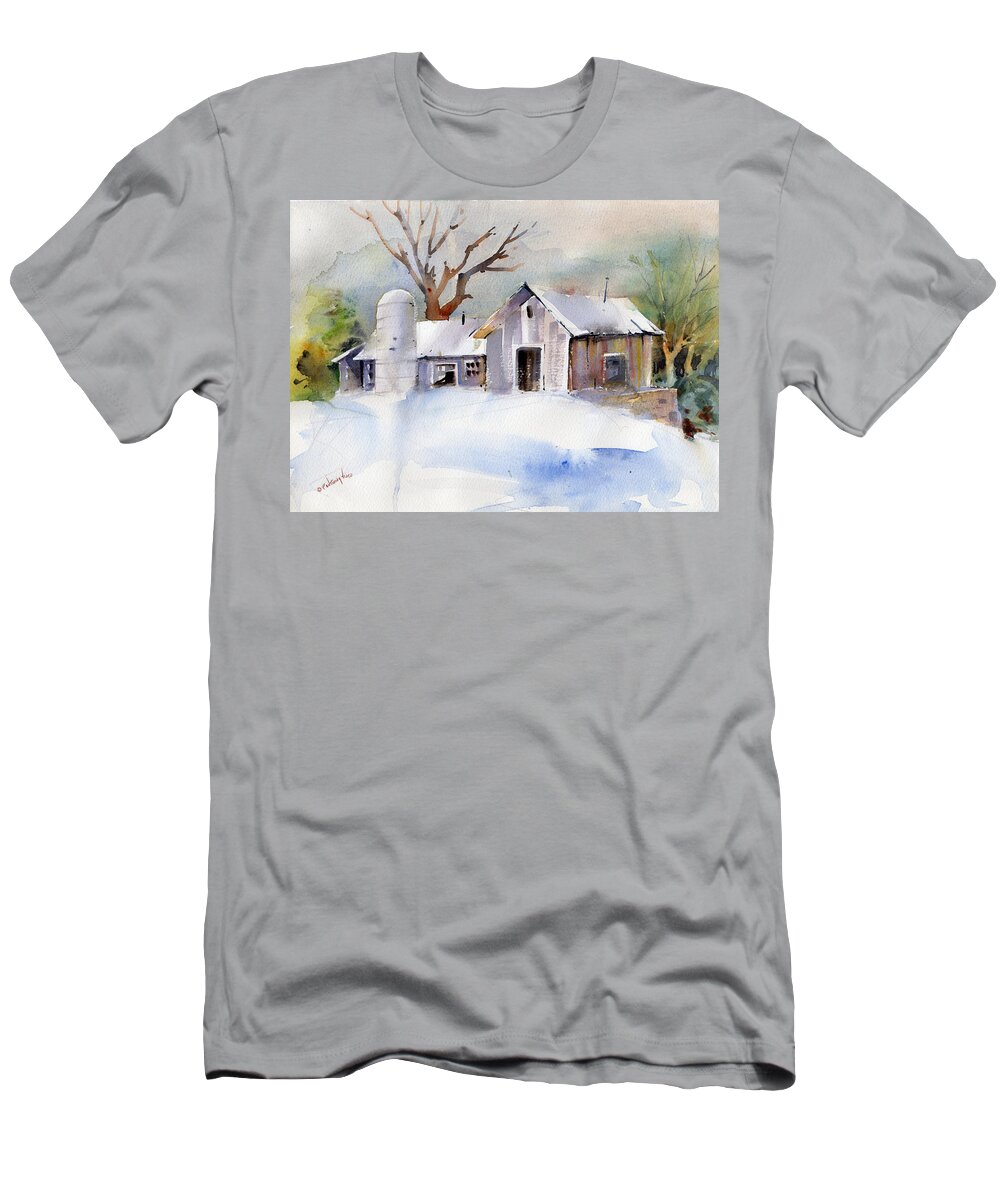 New England Scenes T-Shirt featuring the painting Winter Barn by P Anthony Visco