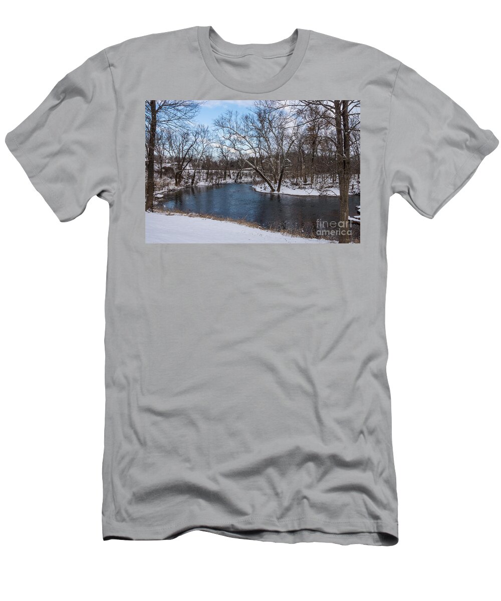 Ozarks T-Shirt featuring the photograph Winter Blue James River by Jennifer White
