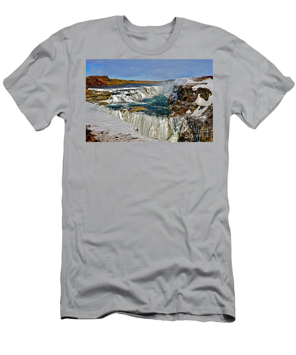 Iceland T-Shirt featuring the photograph Winter Gullfoss by Michael Cinnamond