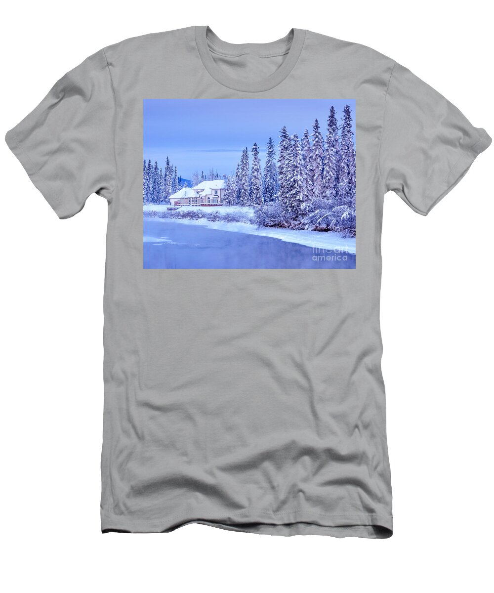 Alaska T-Shirt featuring the photograph Winter Home on Alaska River by Gary Whitton