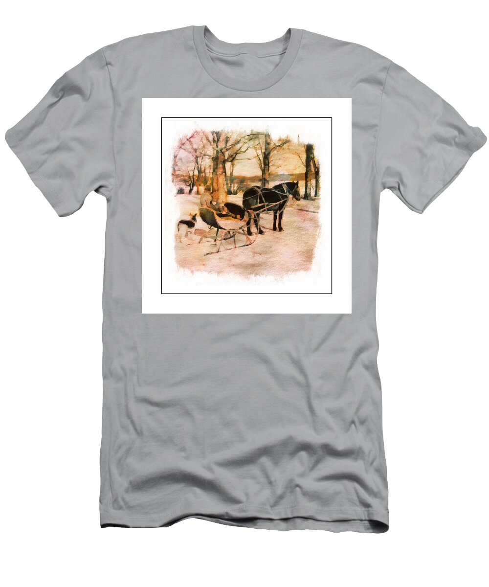 Horse T-Shirt featuring the photograph Winter Horse Sled by Russ Considine