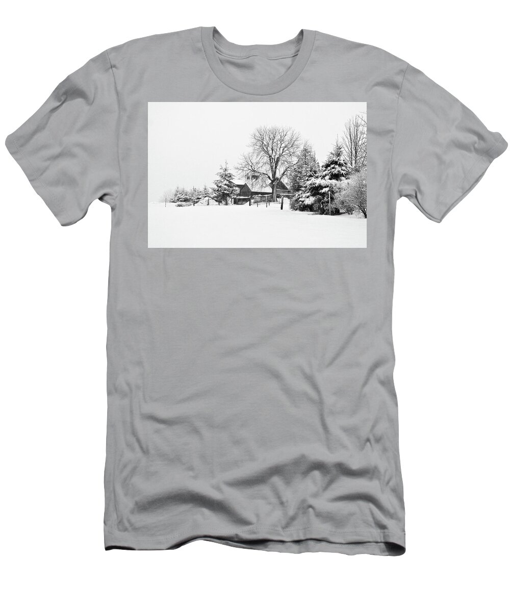 Winter T-Shirt featuring the photograph Winter in Black and White Fleckl, Germany 2 by Tatiana Travelways