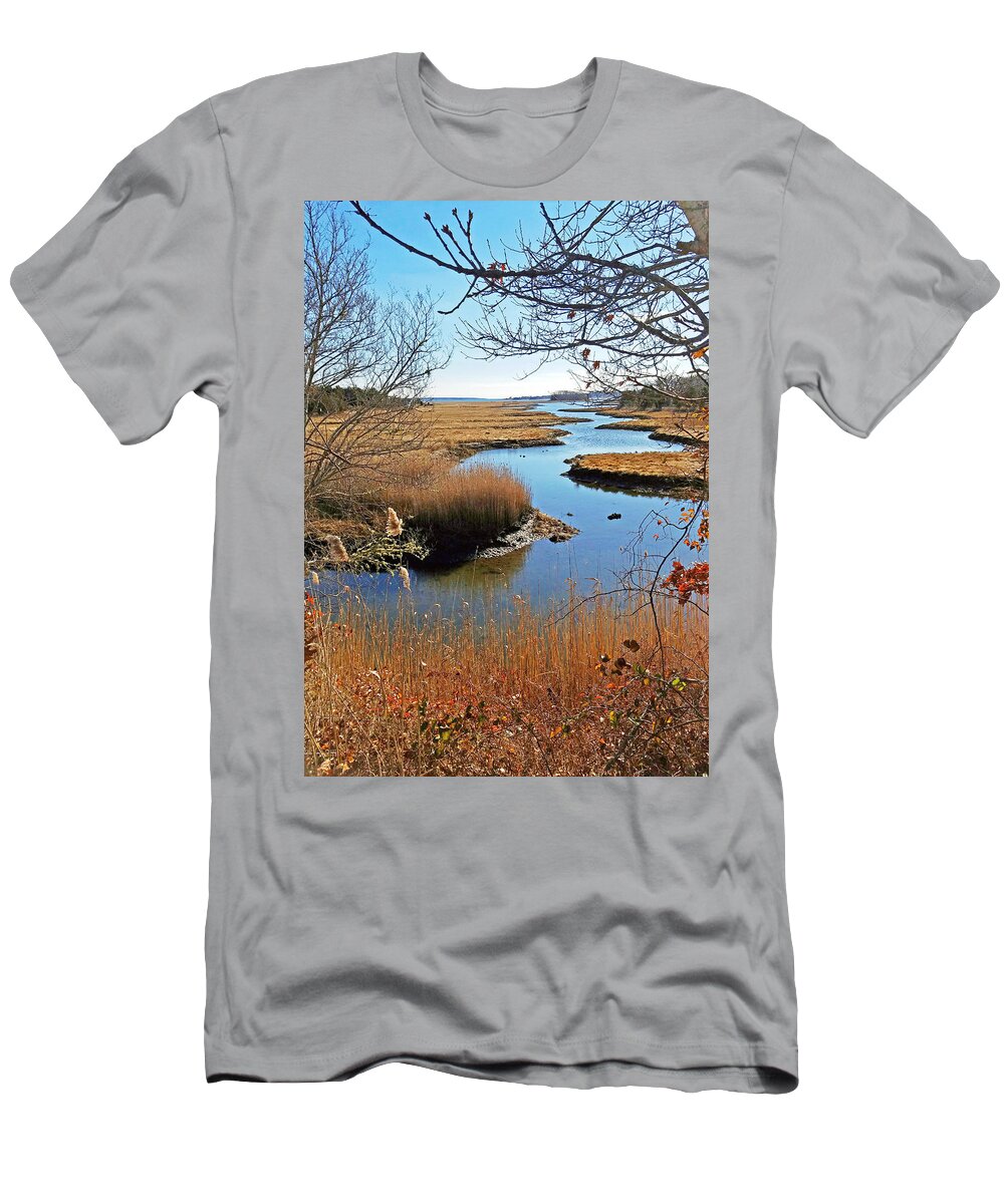 Marsh T-Shirt featuring the photograph Winter Marsh by Nautical Chartworks