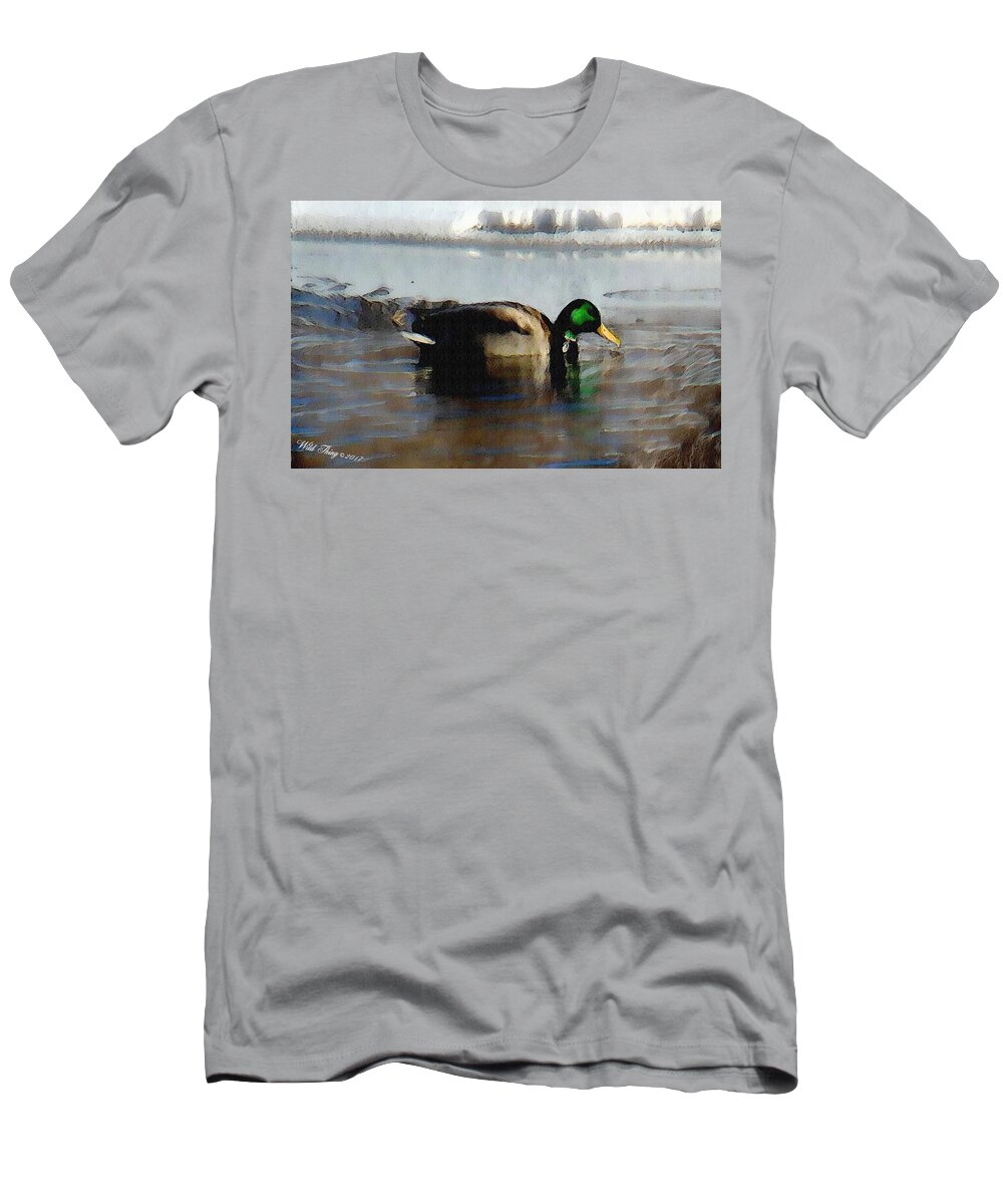 Digital Art T-Shirt featuring the photograph Winter Snacking by Wild Thing