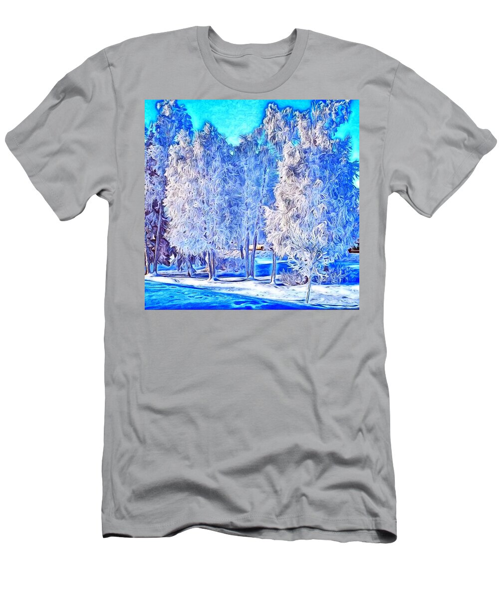 Trees T-Shirt featuring the digital art Winter Trees by Ron Bissett