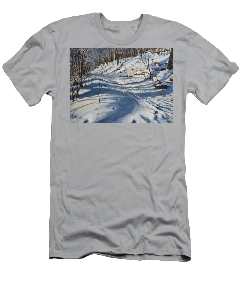 Winter T-Shirt featuring the painting Winter's Shadows by William Brody