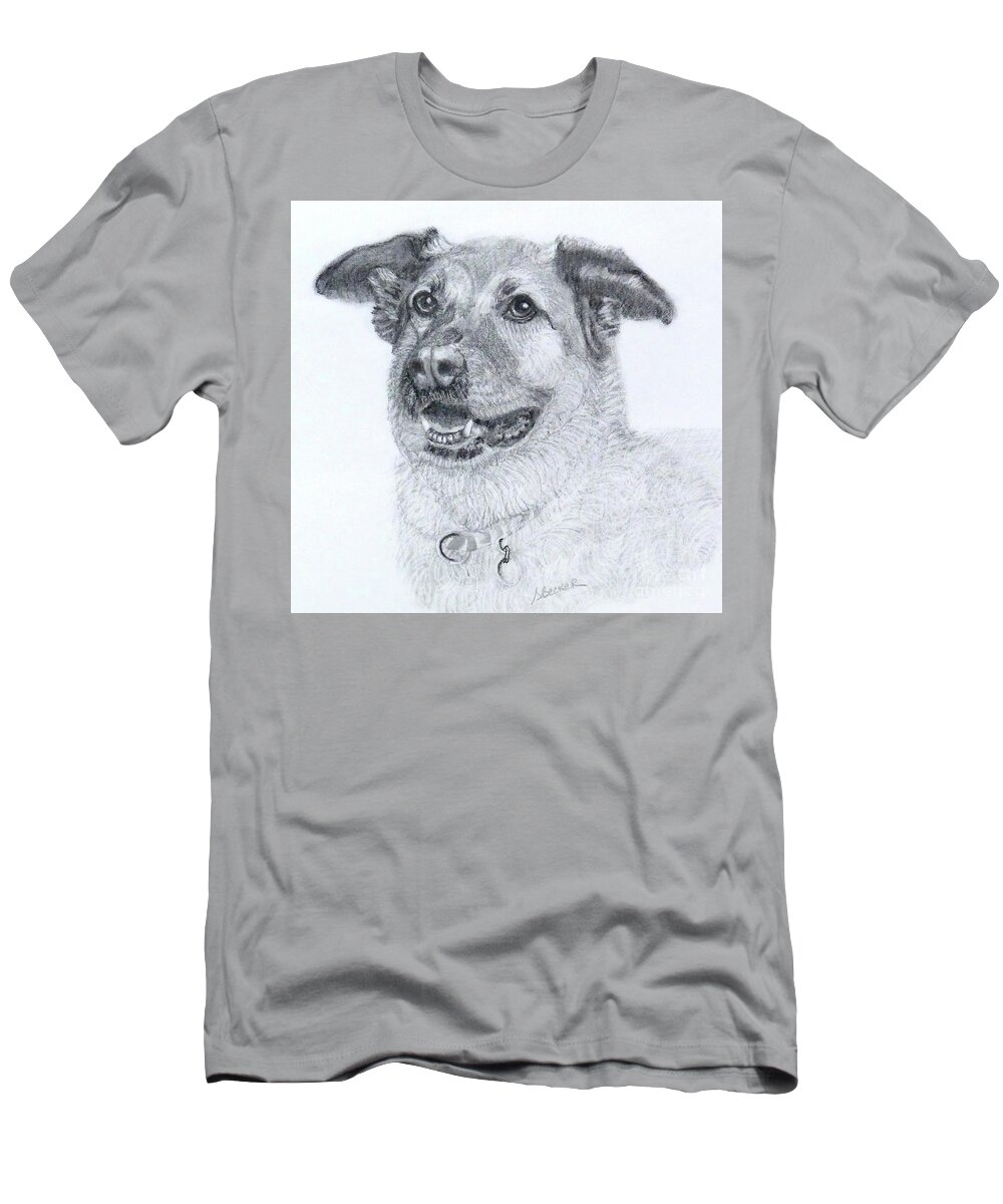 Dog T-Shirt featuring the drawing With Grace by Susan A Becker