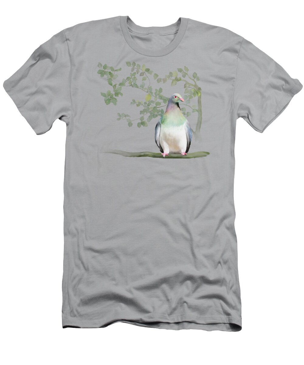 New Zealand T-Shirt featuring the painting Wood Pigeon by Ivana Westin