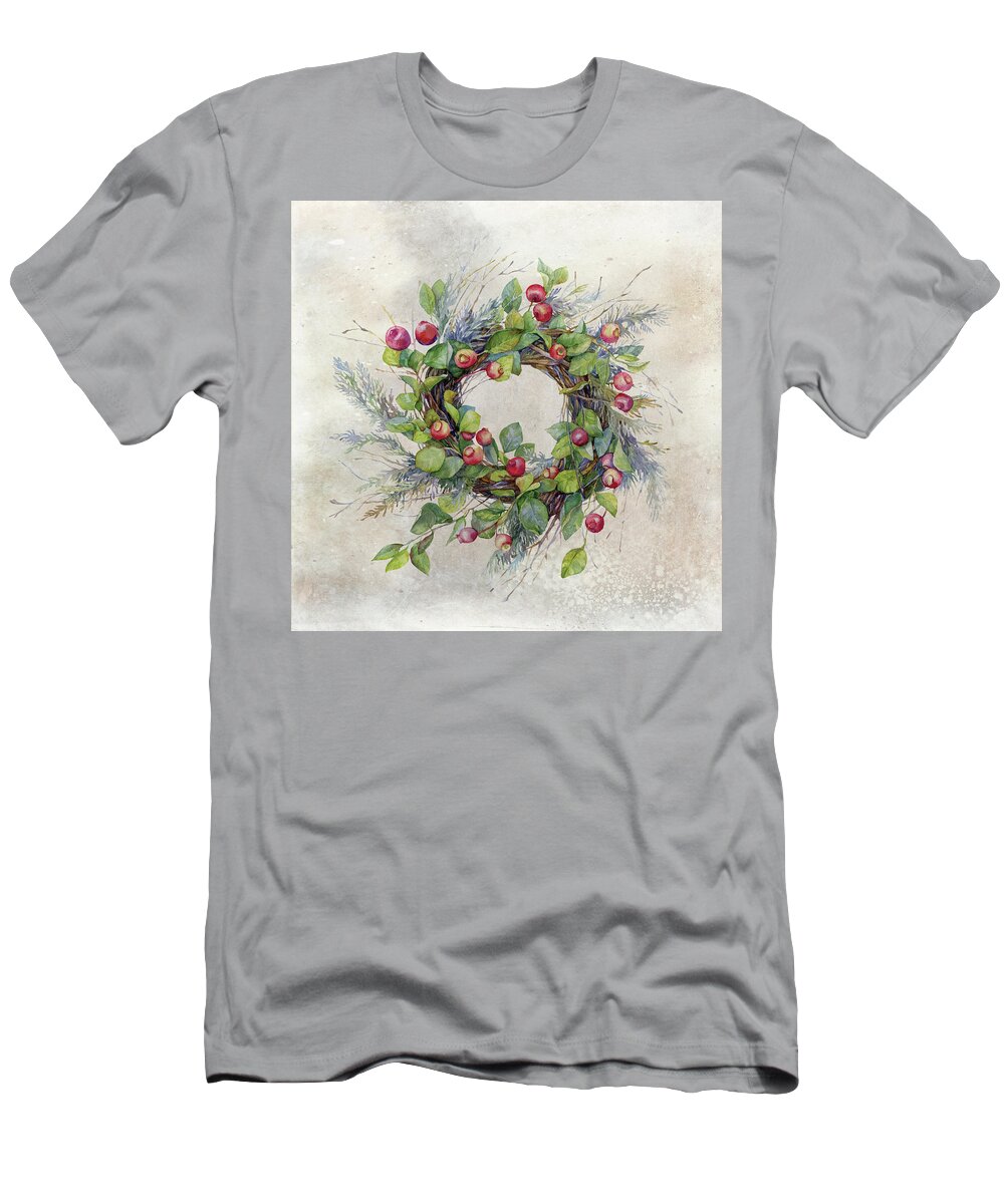 Berries T-Shirt featuring the digital art Woodland Berry Wreath by Colleen Taylor
