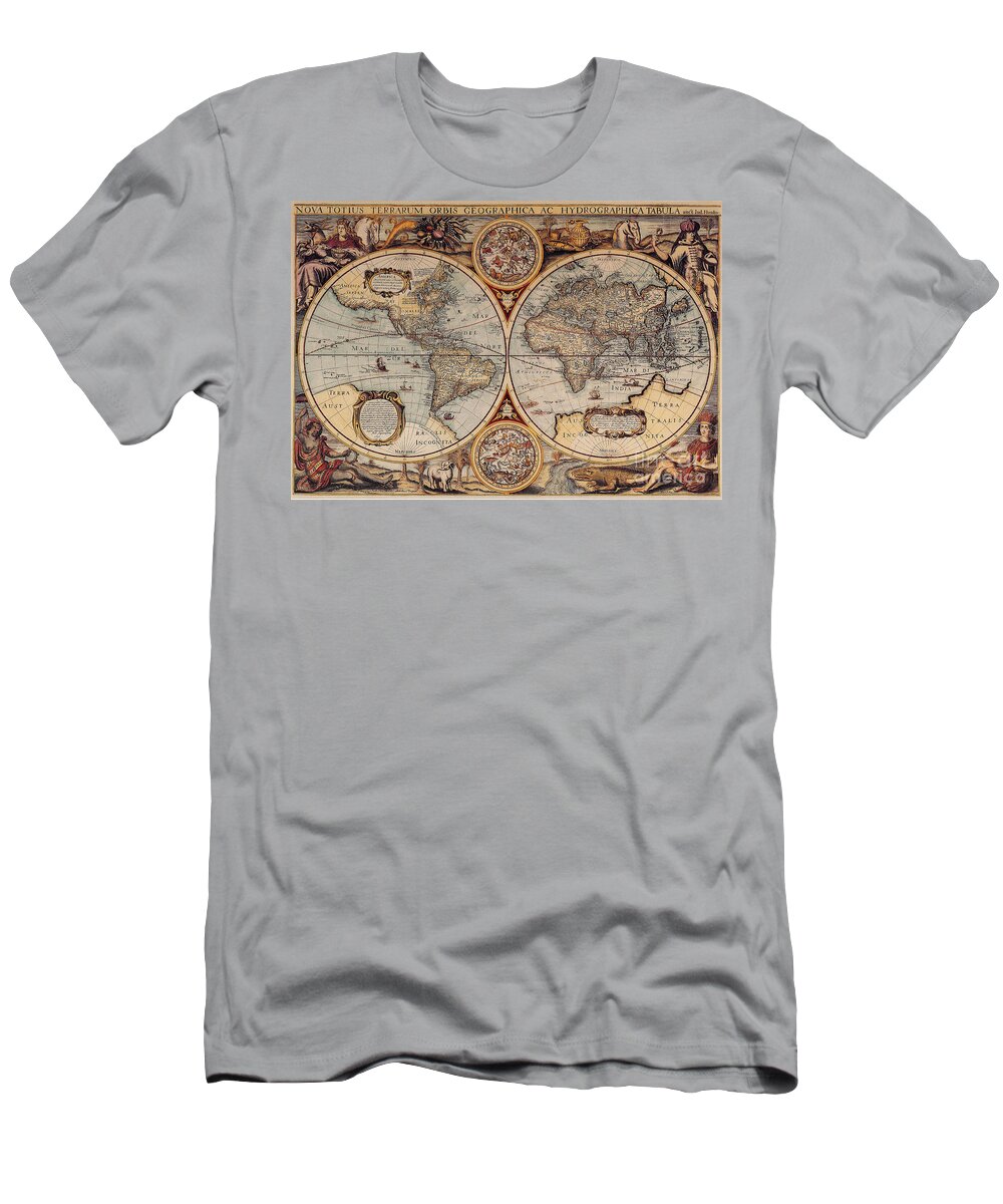 World Map T-Shirt featuring the photograph World Map 1636 by Photo Researchers