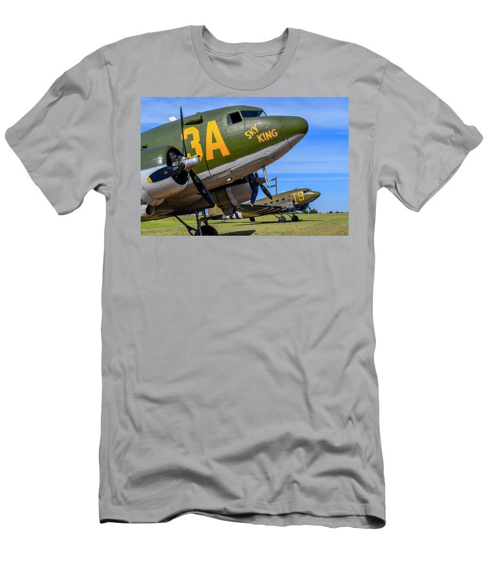 World War Ii T-Shirt featuring the photograph World War II C-47 Transport Aircraft by David Drew