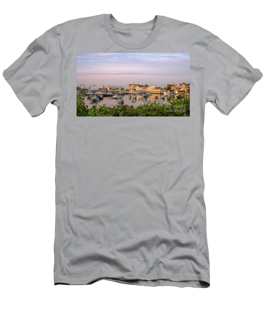 Sunrise T-Shirt featuring the photograph Wychmere Harbor at Sunrise by Lorraine Cosgrove