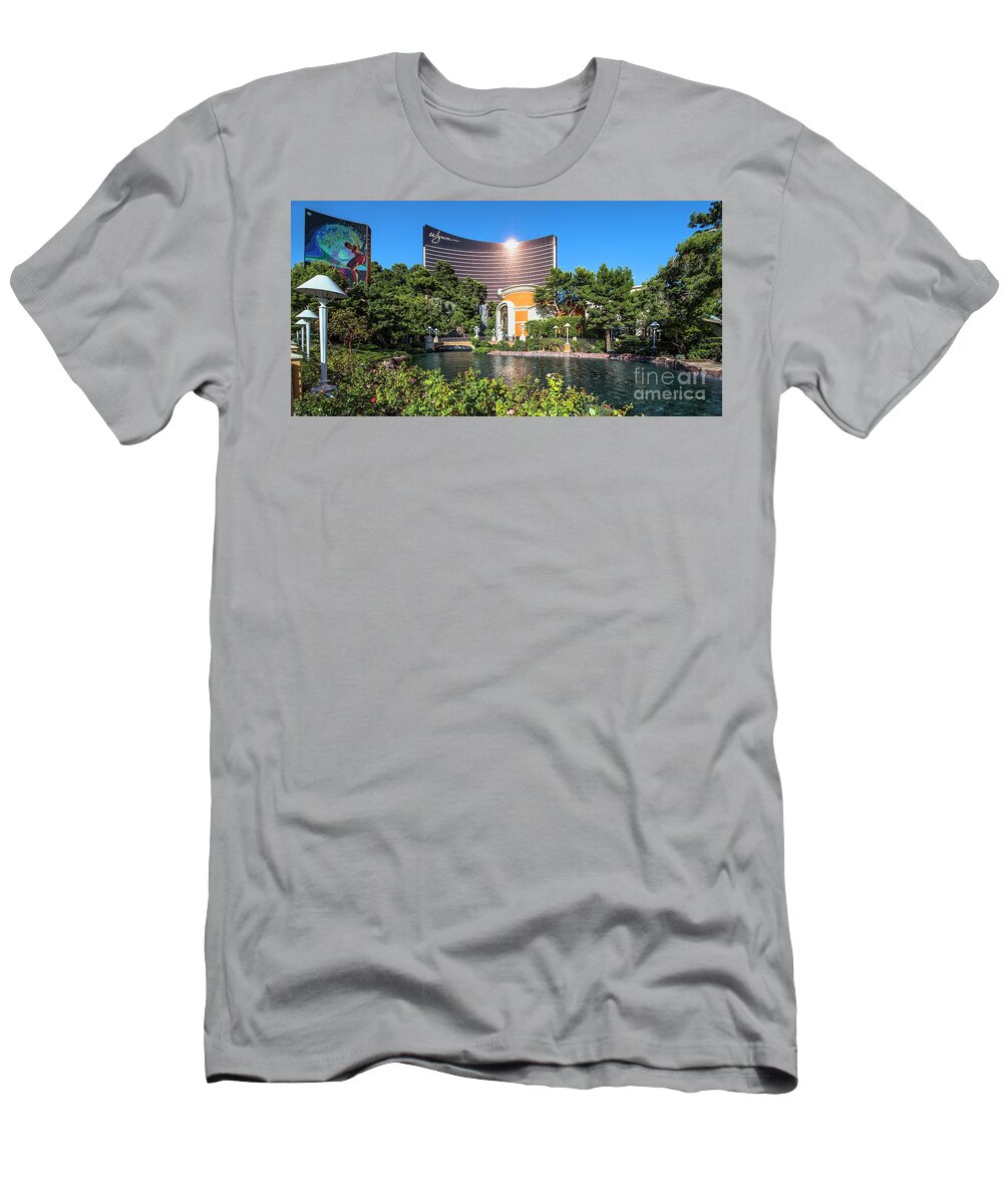 Wynn Casino Fountain Show T-Shirt featuring the photograph Wynn Casino in the Late Afternoon 2 to 1 Ratio by Aloha Art