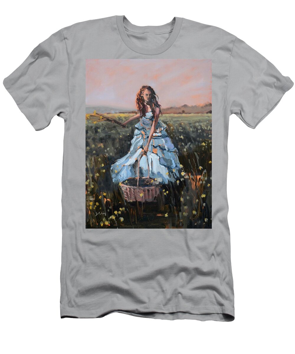 Woman T-Shirt featuring the painting Yellow Fields by Donna Tuten