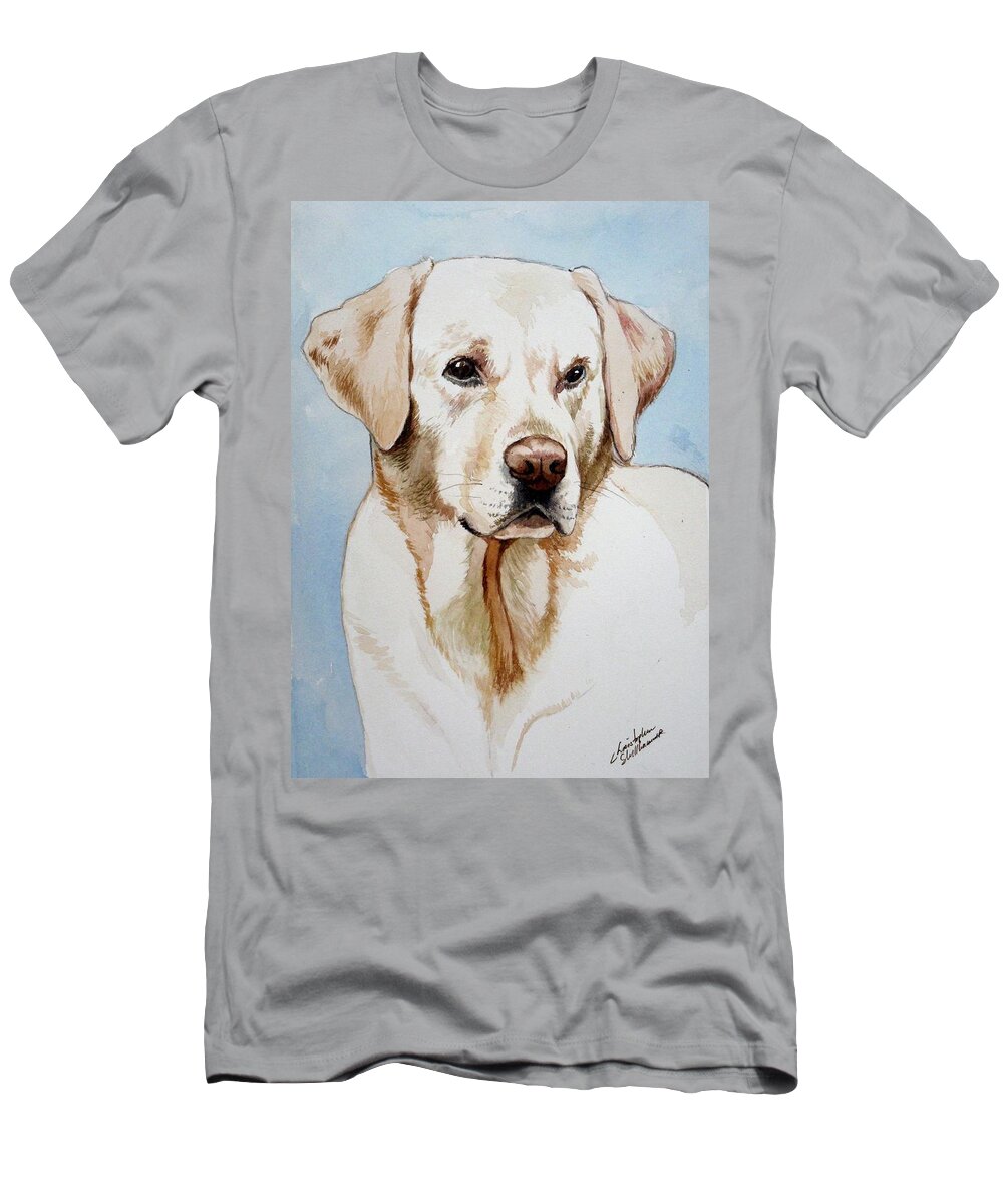 Lab T-Shirt featuring the painting Yellow Lab by Christopher Shellhammer