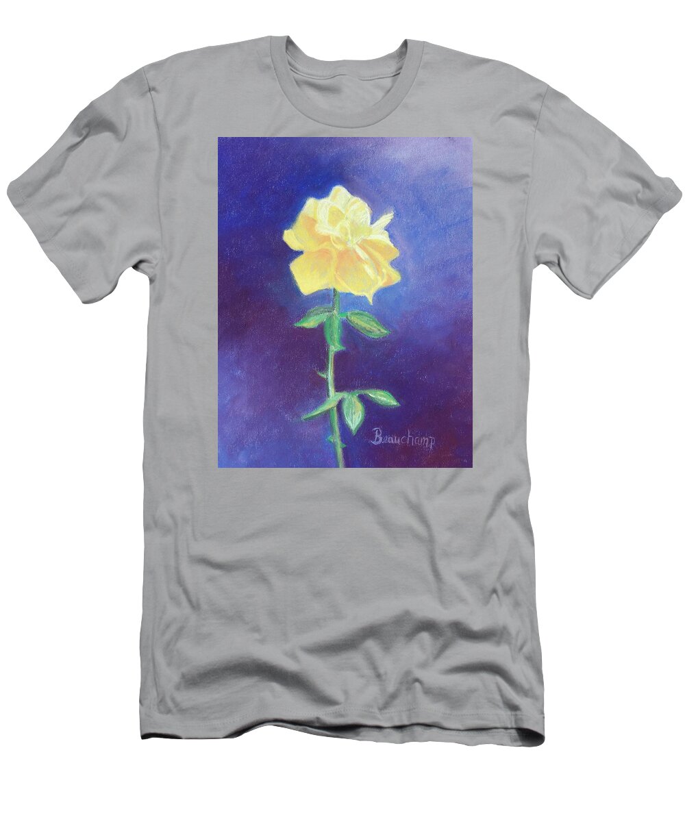 Pastel T-Shirt featuring the pastel Yellow Rose of Texas by Nancy Beauchamp