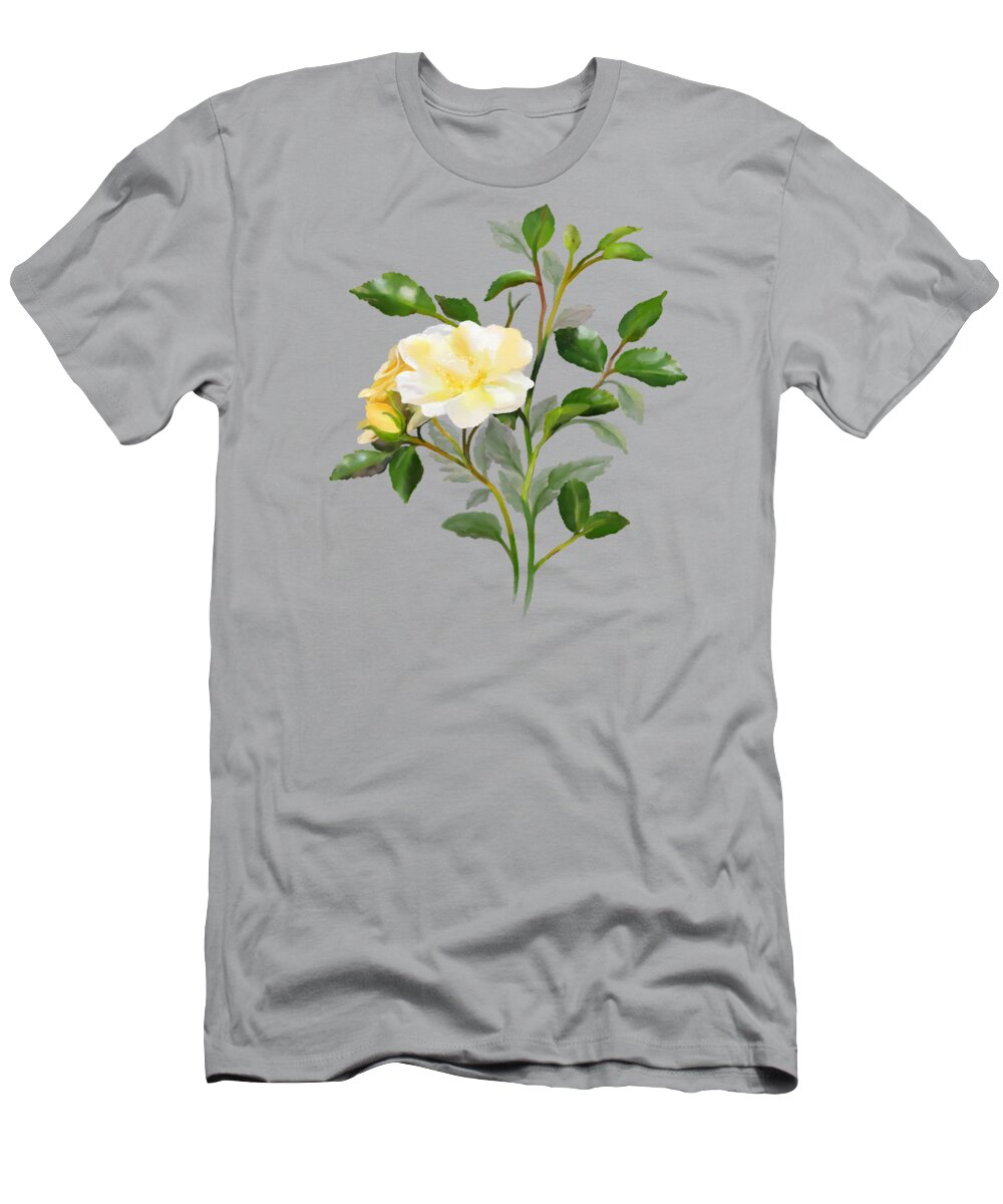 Rose T-Shirt featuring the painting Yellow Watercolor Rose by Ivana Westin