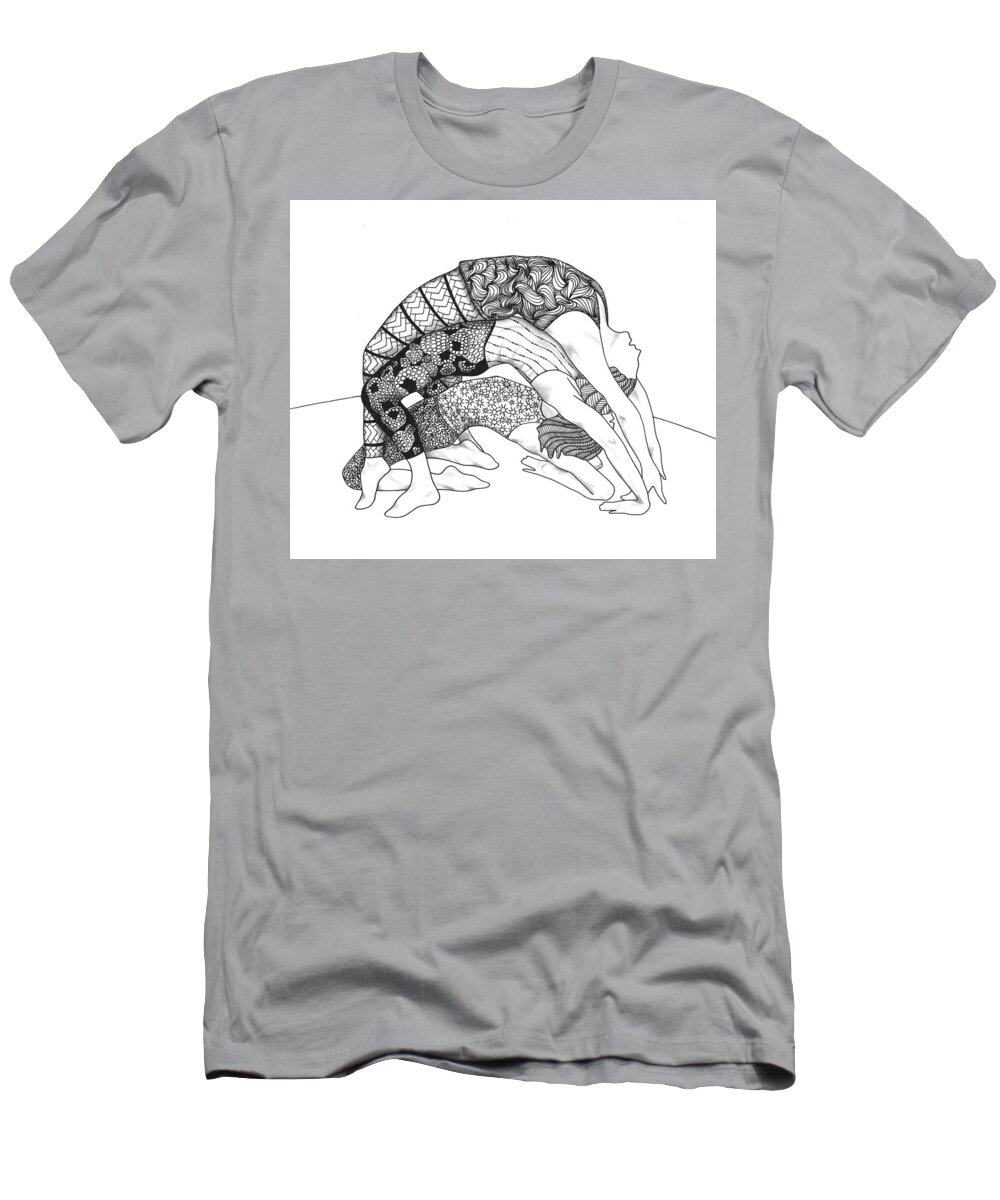 Yoga T-Shirt featuring the drawing Yoga Sandwich by Jan Steinle