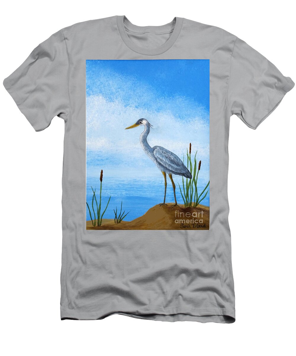 Young T-Shirt featuring the painting Young Heron by Sarah Irland