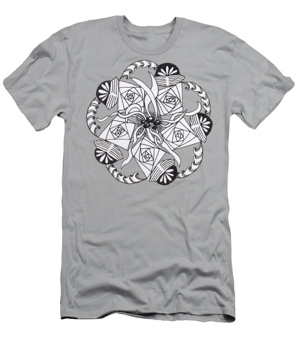 Doodling T-Shirt featuring the drawing Zendala Seaweed by Lori Kingston