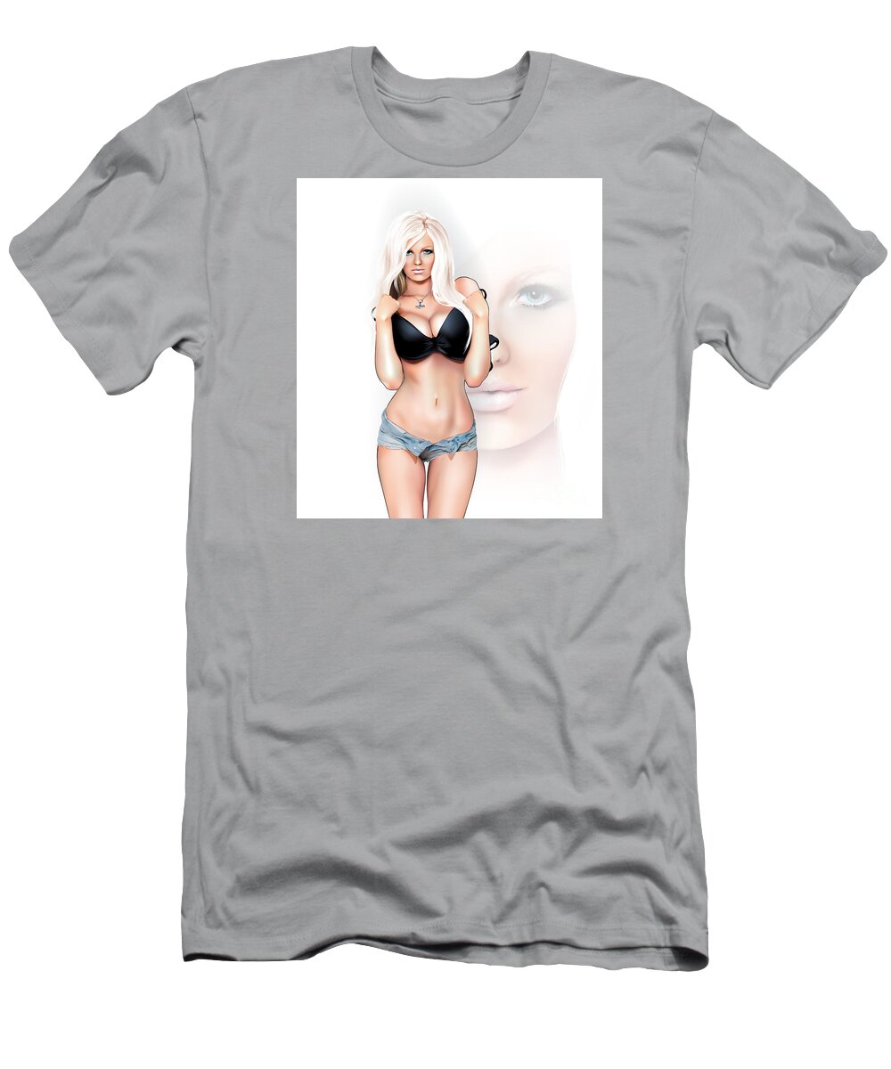Pin-up T-Shirt featuring the digital art Pin-up low cut by Brian Gibbs